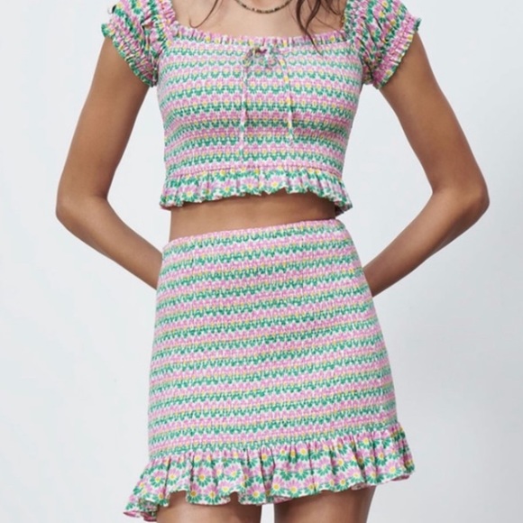 Zara printed ruched two piece set - Picture 3 of 3